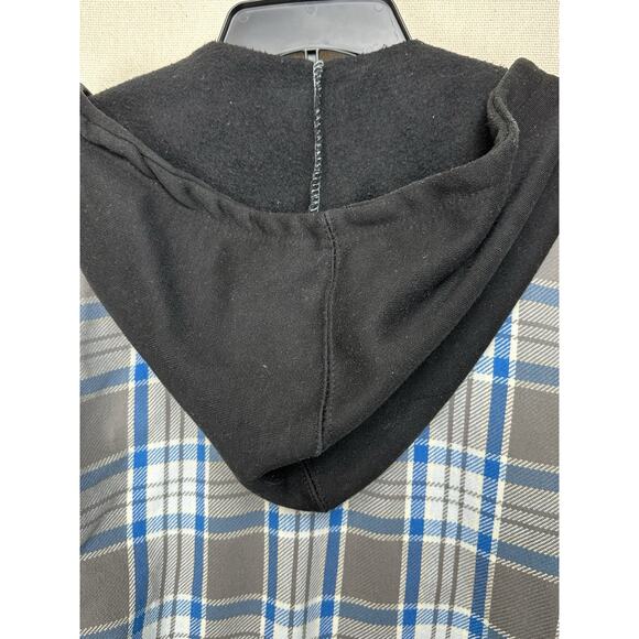 Comfort Outfitter Quilted Flannel Jacket Adult XL Blue Gray Plaid Pearl Snap - Picture 10 of 14